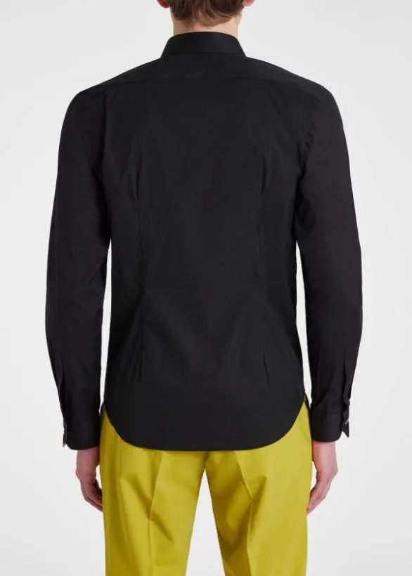 Paul Smith Shirts Super SlimFit Shirt With 039Artist Stripe039 Cuff Lining Black 8211 Mens