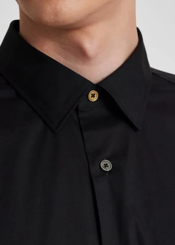 Paul Smith Shirts Super SlimFit Shirt With 039Artist Stripe039 Cuff Lining Black 8211 Mens