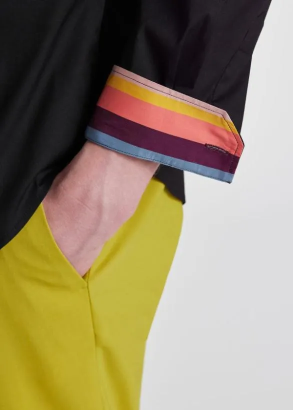 Paul Smith Shirts Super SlimFit Shirt With 039Artist Stripe039 Cuff Lining Black 8211 Mens