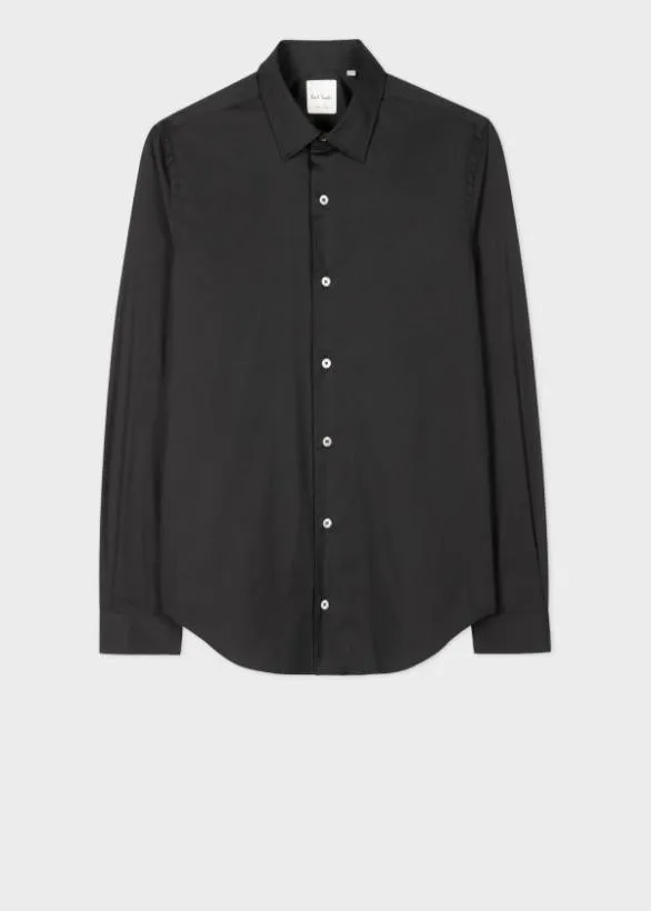 Paul Smith Shirts Super SlimFit Shirt With 039Artist Stripe039 Cuff Lining Black 8211 Mens