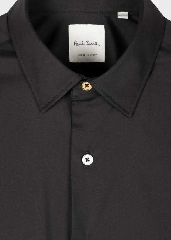 Paul Smith Shirts Super SlimFit Shirt With 039Artist Stripe039 Cuff Lining Black 8211 Mens