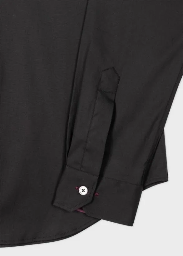 Paul Smith Shirts Super SlimFit Shirt With 039Artist Stripe039 Cuff Lining Black 8211 Mens