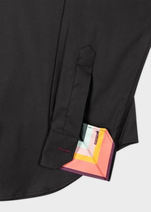 Paul Smith Shirts Super SlimFit Shirt With 039Artist Stripe039 Cuff Lining Black 8211 Mens