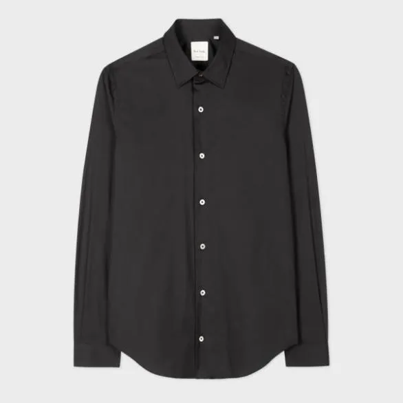 Paul Smith Shirts Super SlimFit Shirt With 039Artist Stripe039 Cuff Lining Black 8211 Mens