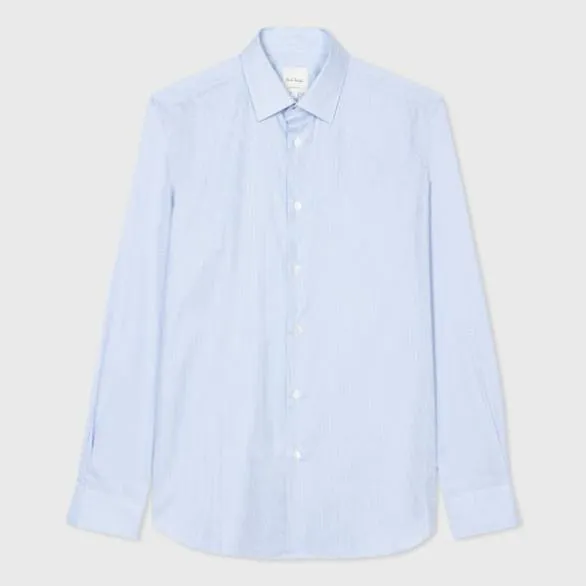 Paul Smith Shirts TailoredFit 039Gingham039 Easy Care Shirt Light Blue 8211 Mens