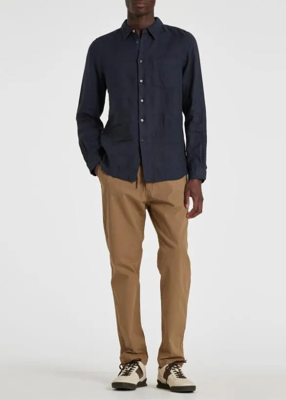 Paul Smith Shirts TailoredFit Linen LongSleeve Shirt Navy 8211 Mens
