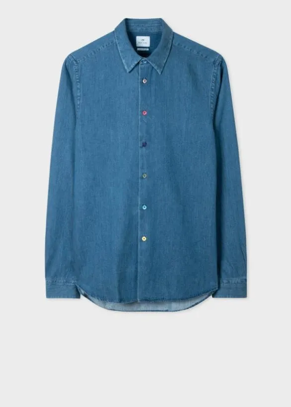 Paul Smith Shirts TailoredFit MidWash Denim Shirt Mid Wash 8211 Mens