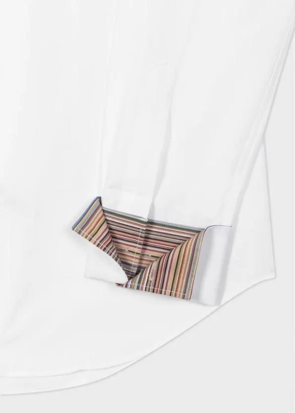 Paul Smith Shirts TailoredFit Shirt With 039Signature Stripe039 Double Cuff White 8211 Mens