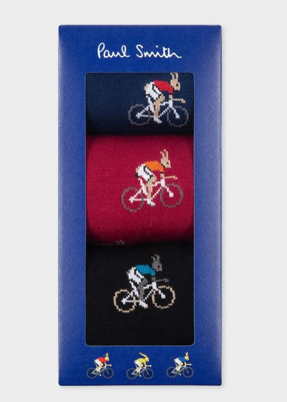 Paul Smith Socks 039Cycling Rabbits039 Motif Socks Three Pack Multicolour 8211 Mens