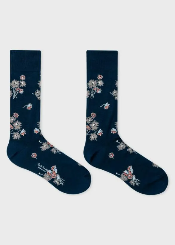 Paul Smith Socks 039Narcissus Floral039 Socks Navy 8211 Mens