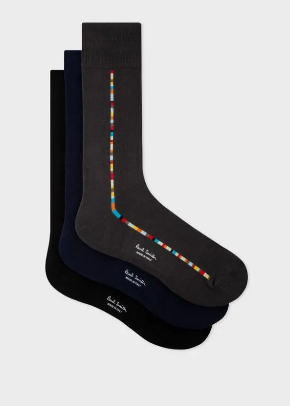 Paul Smith Socks Central 039Signature Stripe039 Socks Three Pack Multicolour 8211 Mens
