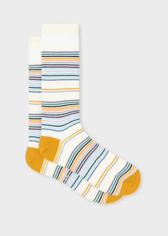 Paul Smith Socks MultiStripe Socks White 8211 Mens