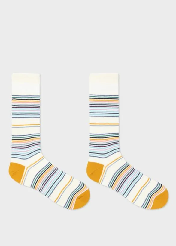 Paul Smith Socks MultiStripe Socks White 8211 Mens