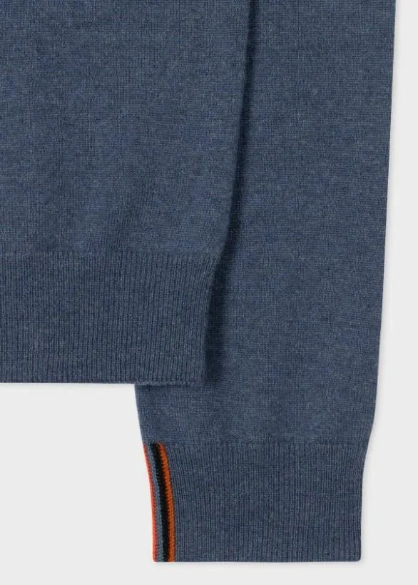 Paul Smith Sweaters Cashmere ZipNeck Sweater Slate Blue 8211 Mens