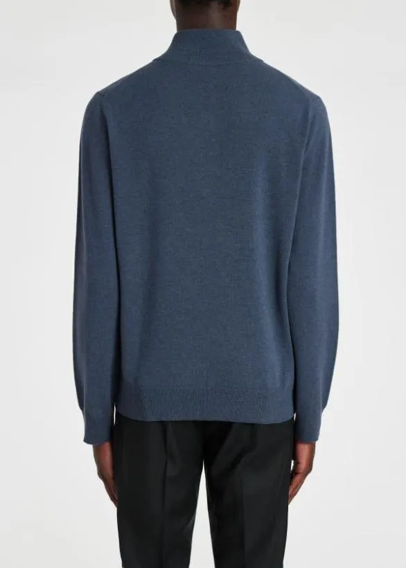 Paul Smith Sweaters Cashmere ZipNeck Sweater Slate Blue 8211 Mens