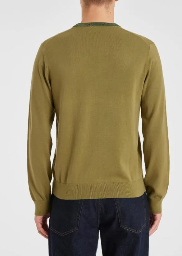 Paul Smith Sweaters Contrast Neck Organic Cotton Sweater Khaki 8211 Mens