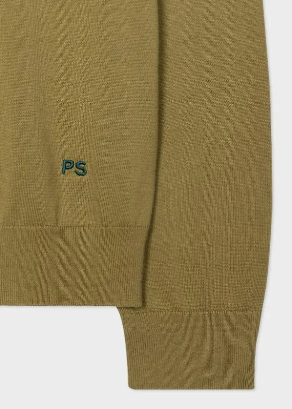 Paul Smith Sweaters Contrast Neck Organic Cotton Sweater Khaki 8211 Mens