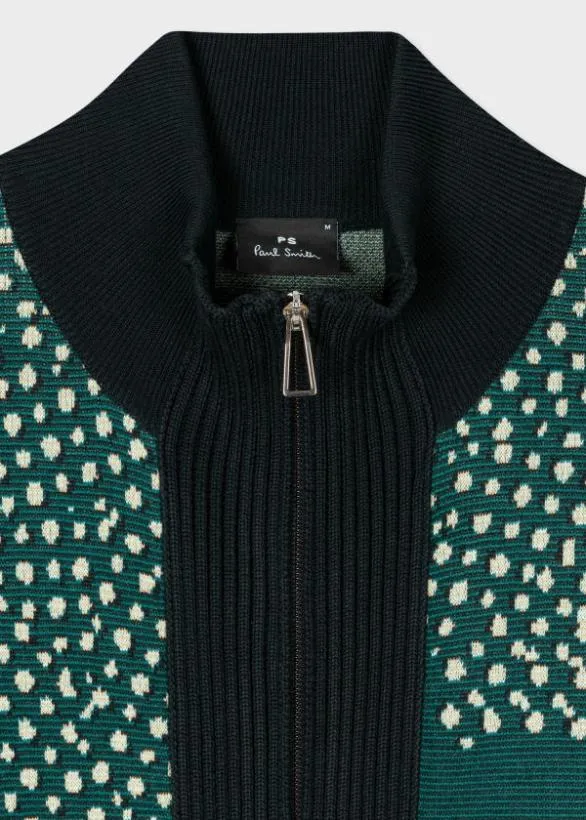 Paul Smith Sweaters Cotton 039Bandana039 Zip Cardigan Teal 8211 Mens