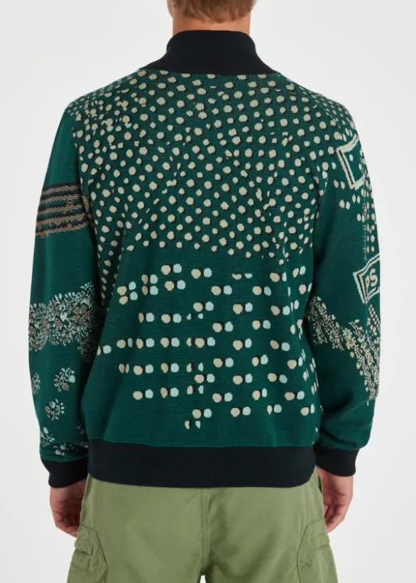 Paul Smith Sweaters Cotton 039Bandana039 Zip Cardigan Teal 8211 Mens