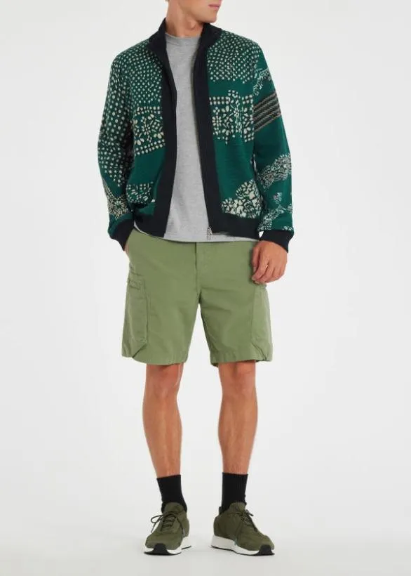 Paul Smith Sweaters Cotton 039Bandana039 Zip Cardigan Teal 8211 Mens