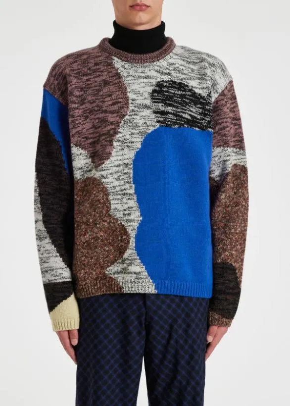 Paul Smith Sweaters Knitted LambswoolBlend Sweater Blue 8211 Mens