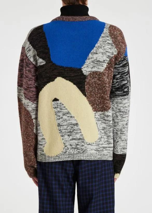 Paul Smith Sweaters Knitted LambswoolBlend Sweater Blue 8211 Mens
