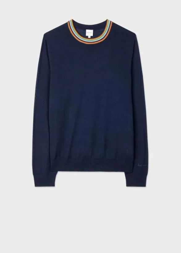Paul Smith Sweaters Merino 039Signature Stripe039 Collar Sweater Navy 8211 Mens Paul Smith Sweaters Merino 039Signature Stripe039 Collar Sweater Navy 8211 Mens