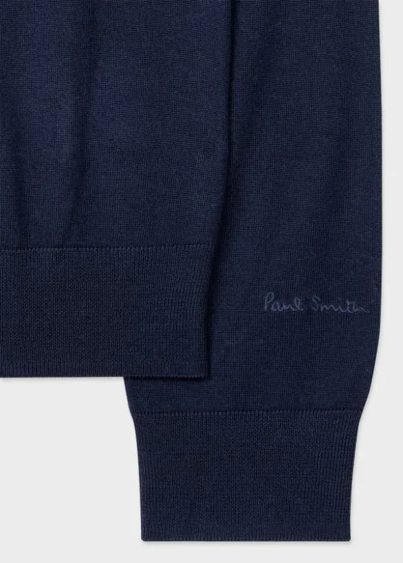 Paul Smith Sweaters Merino 039Signature Stripe039 Collar Sweater Navy 8211 Mens