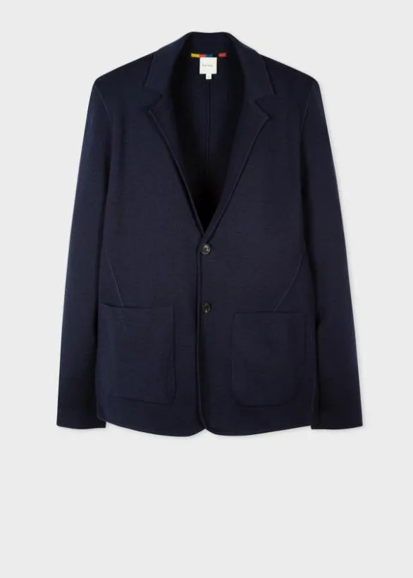 Paul Smith Sweaters Merino Cardigan Blazer Dark Navy 8211 Mens