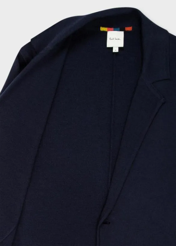Paul Smith Sweaters Merino Cardigan Blazer Dark Navy 8211 Mens
