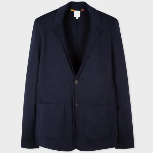 Paul Smith Sweaters Merino Cardigan Blazer Dark Navy 8211 Mens