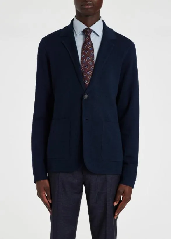 Paul Smith Sweaters Merino Cardigan Blazer Dark Navy 8211 Mens