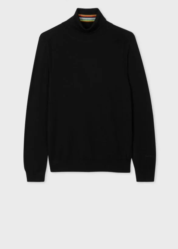 Paul Smith Sweaters Merino Wool Roll Neck Sweater Black 8211 Mens