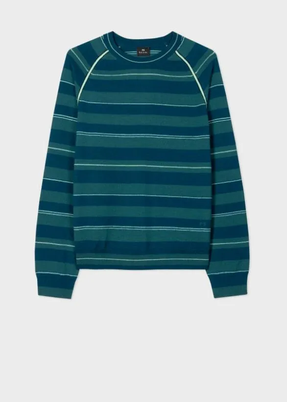 Paul Smith Sweaters MultiStripe Merino Wool Sweater Blue 8211 Mens