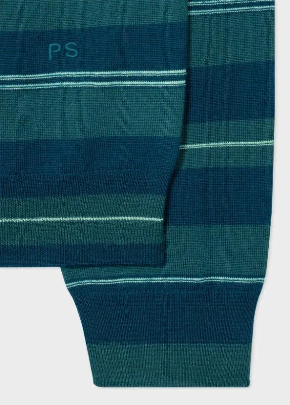 Paul Smith Sweaters MultiStripe Merino Wool Sweater Blue 8211 Mens