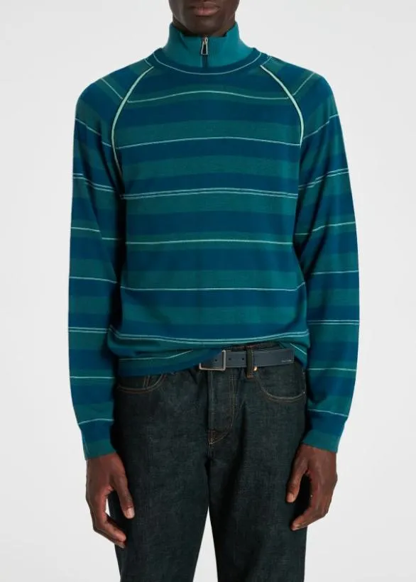 Paul Smith Sweaters MultiStripe Merino Wool Sweater Blue 8211 Mens
