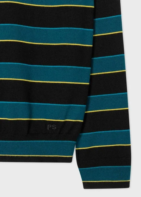 Paul Smith Sweaters Stripe Merino Wool Sweater Black 8211 Mens