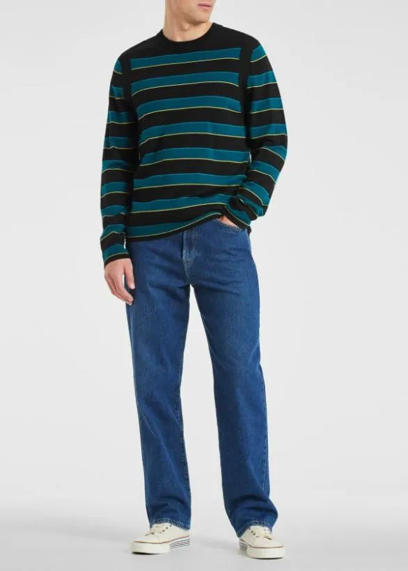 Paul Smith Sweaters Stripe Merino Wool Sweater Black 8211 Mens
