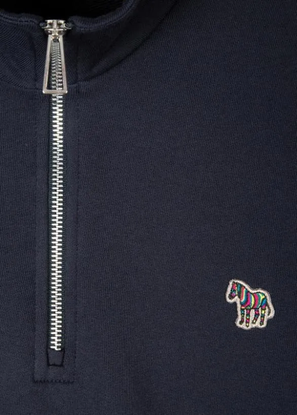 Paul Smith Sweatshirts and Hoodies Zebra Logo ZipNeck Sweatshirt Navy 8211 Mens