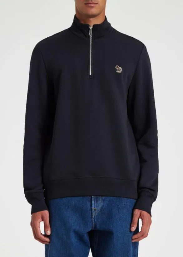 Paul Smith Sweatshirts and Hoodies Zebra Logo ZipNeck Sweatshirt Navy 8211 Mens