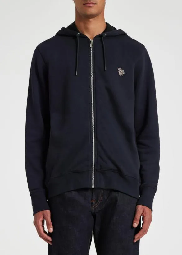 Paul Smith Sweatshirts and Hoodies ZipFront Zebra Logo Hoodie Dark Navy 8211 Mens