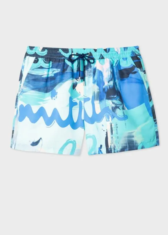 Paul Smith Swimwear 039Paint Logo039 Swim Shorts Blue 8211 Mens