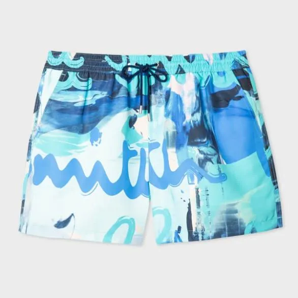 Paul Smith Swimwear 039Paint Logo039 Swim Shorts Blue 8211 Mens