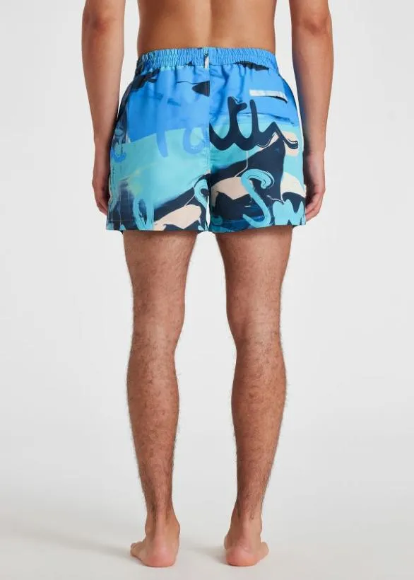 Paul Smith Swimwear 039Paint Logo039 Swim Shorts Blue 8211 Mens