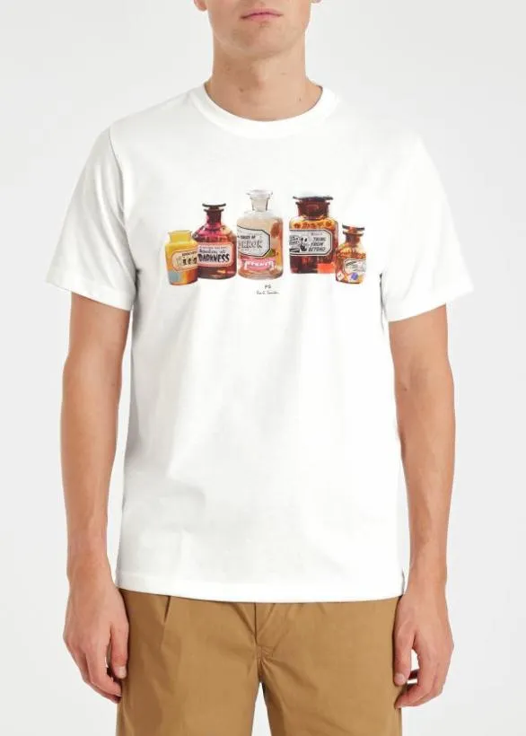 Paul Smith TShirts 039Bottles039 Print TShirt White 8211 Mens