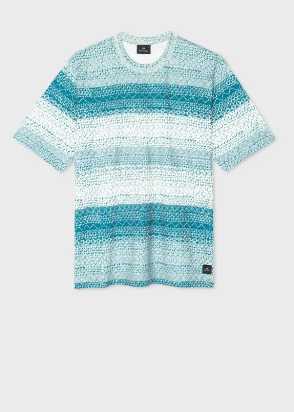 Paul Smith TShirts 039Sun Stitch039 Print Cotton TShirt Blue 8211 Mens