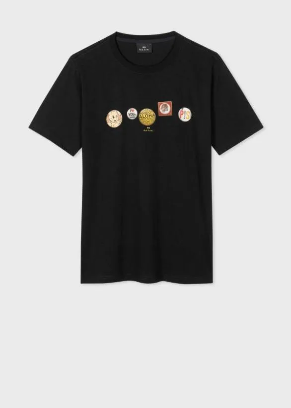 Paul Smith TShirts Cotton 039Badges039 Print TShirt Black 8211 Mens