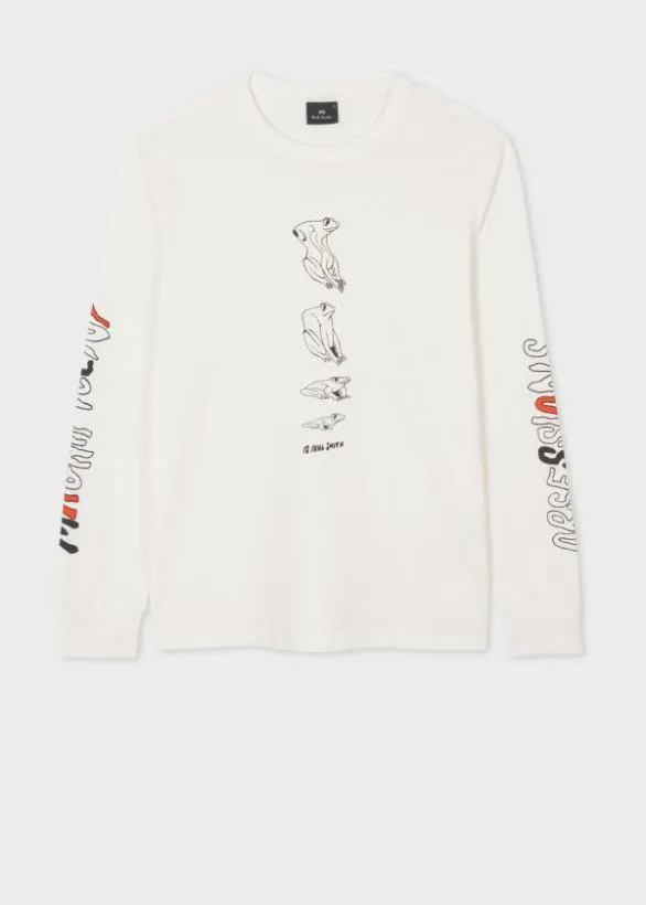 Paul Smith TShirts Organic Cotton 039Melted Frog039 Long Sleeve TShirt Ecru 8211 Mens