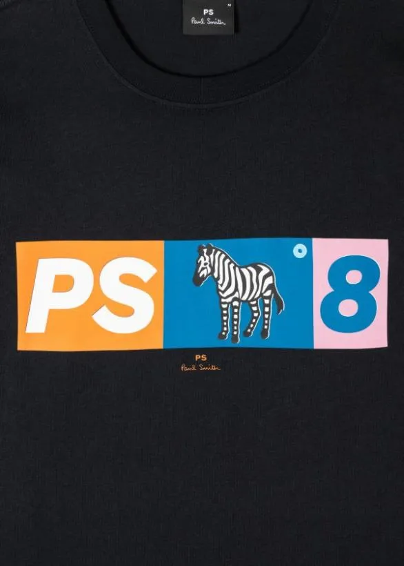Paul Smith TShirts Organic Cotton Zebra Logo TShirt Navy 8211 Mens