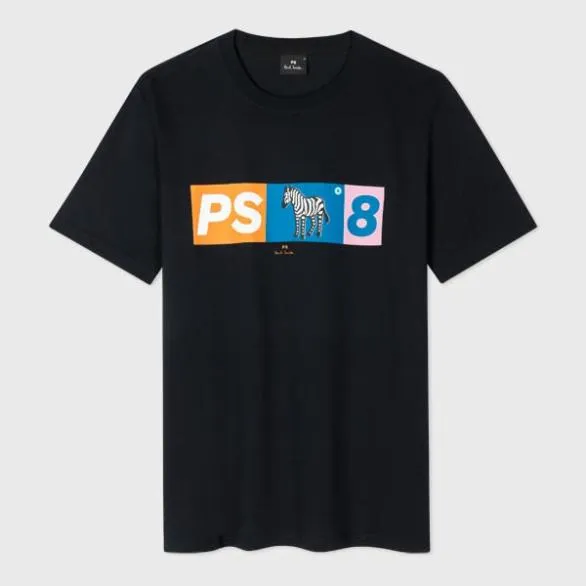 Paul Smith TShirts Organic Cotton Zebra Logo TShirt Navy 8211 Mens